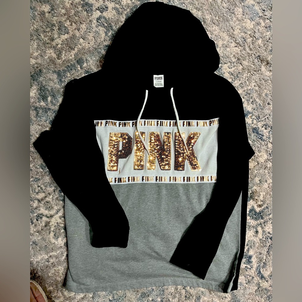 VS PINK ~ Hoodie/ Sweatshirt with Gold Sequin Logo